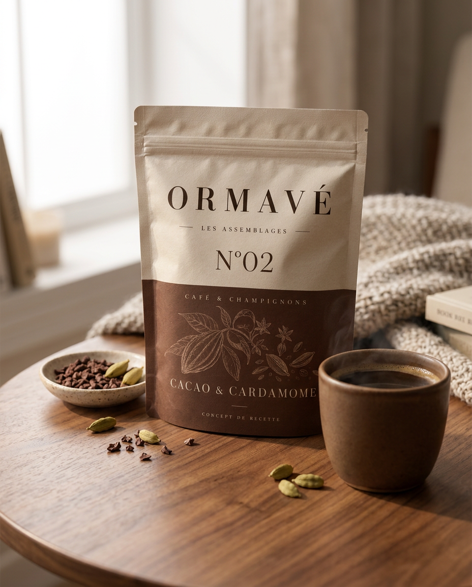 Tasse et sachet N°02 dans un intérieur chaleureux